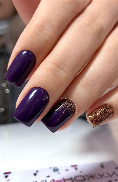 47 Beautiful Nail Art Designs & Ideas : Purple and gold nails