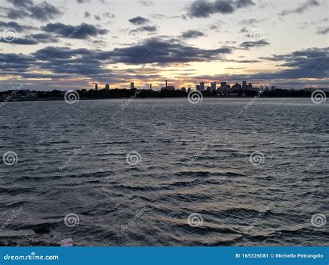 Boston Skyline Sunset stock image. Image of sunset, island - 165326081