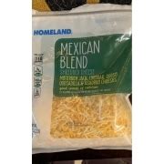 Homeland Shredded Cheese, Monterry Jack, Cheddar, Quesadilla & Asadero Cheeses: Calories ...