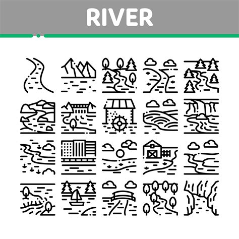 River Landscape Collection Icons Set Vector 17558786 Vector Art at Vecteezy