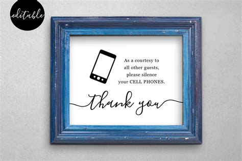 Editable No Cell Phone Sign Template, Business Wedding Home Doctor ...