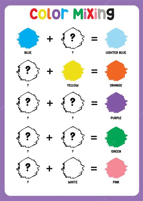 Premium Vector | Mixing color worksheet. learning about color. mixing colors (primary colors and ...