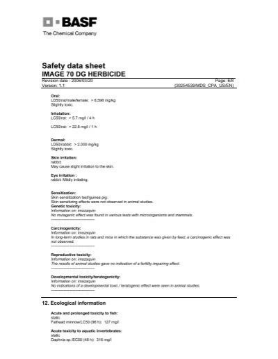 Safety data sheet IMAGE 70 DG HERBICIDE - WP Law, Inc.