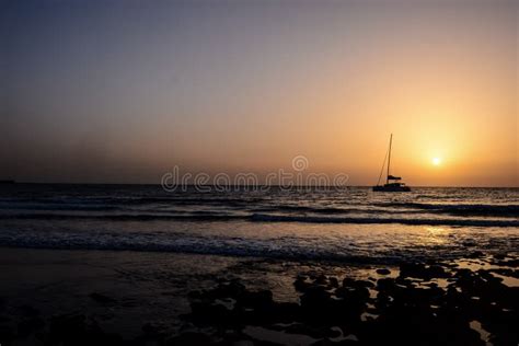 Sail Boat Silhouette at Sunset Stock Photo - Image of color, summer ...