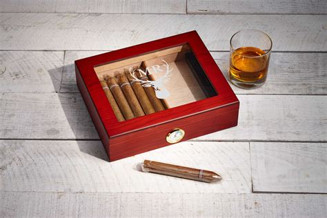 Personalized Cigar Humidor, Engraved Glass Top Cigar Box, Custom Humidor Gift Set, Monogramed ...