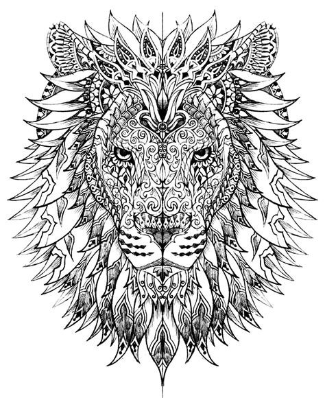 Lion head - Lions Adult Coloring Pages