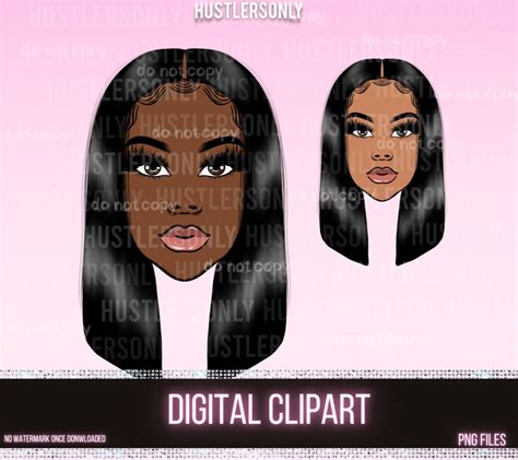 CLIPART Cartoon Illustration Black Hair Bob Girl for Digital - Etsy