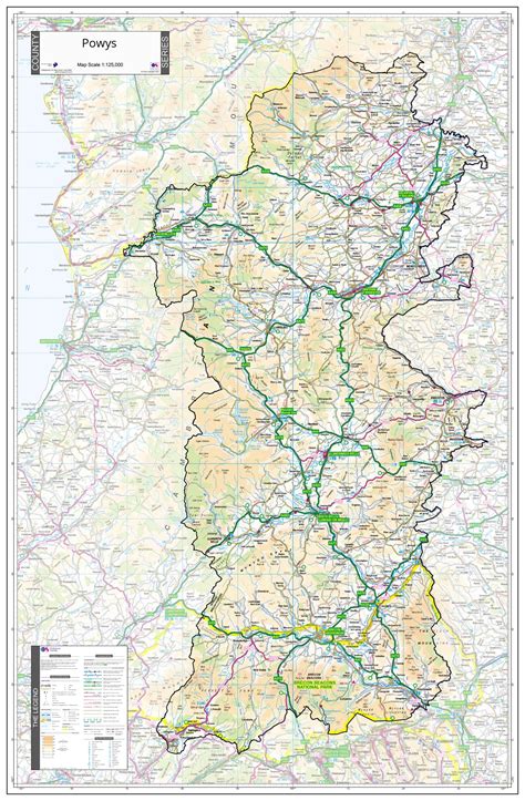 The Map Centre, County Map of Powys | MapSherpa