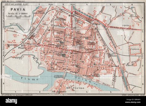 PAVIA. Vintage town city map plan. Italy, 1924 Stock Photo - Alamy