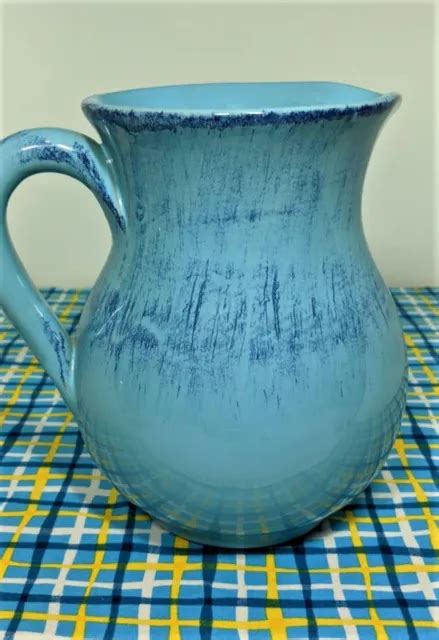VINTAGE BLUE Pottery Pitcher Made in Italy Farmhouse Rustic Modern Cottage Core $25.95 - PicClick