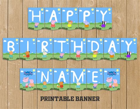 Peppa Pig Printable Banner Peppa Pig Happy birthday banner | Etsy