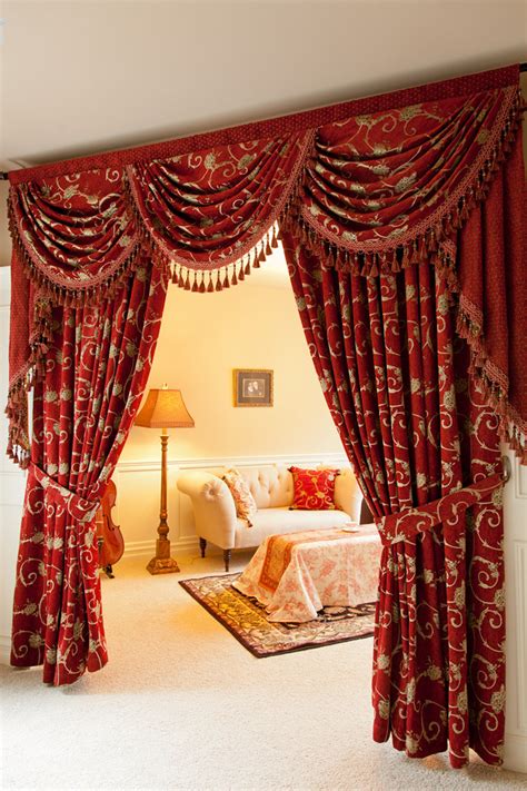 Louis XVI Royal Red swag valances curtain drapes 100 inch