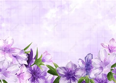 Flower Purple Flower Watercolor Background, Flowers, Background, Grid ...