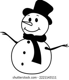 Cute Snowman Outline Vector Illustration Isolated Stock Vector (Royalty ...