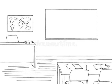 Empty Classroom Cartoon Black White Stock Illustrations – 299 Empty ...