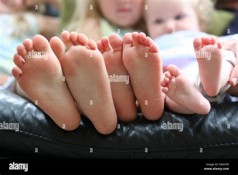 Three Childrens kids feet, barefoot, little piggies, toes, little girl feet, barefeet, foot ...