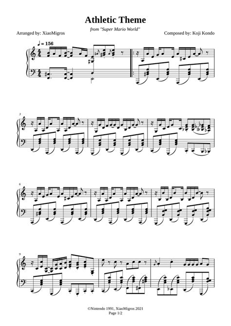 Athletic Theme - Super Mario World Sheet music for Piano (Solo) | Musescore.com