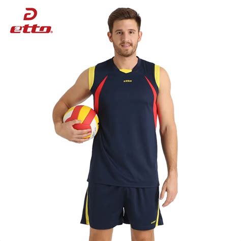 Etto Men Professional Volleyball Suit Shorts & Sleeveless Jersey Volleyball Set Male Sports ...