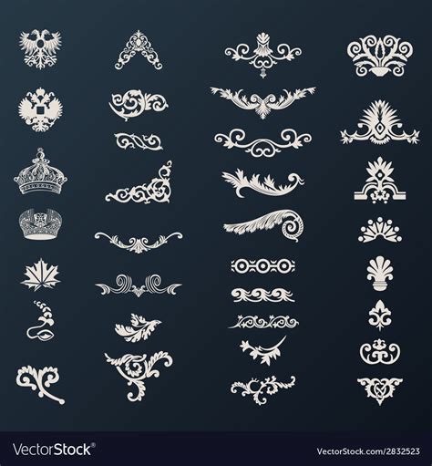 Vintage royal design elements black Royalty Free Vector