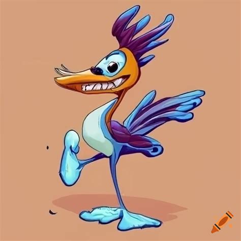 Happy road runner cartoon drawing on Craiyon