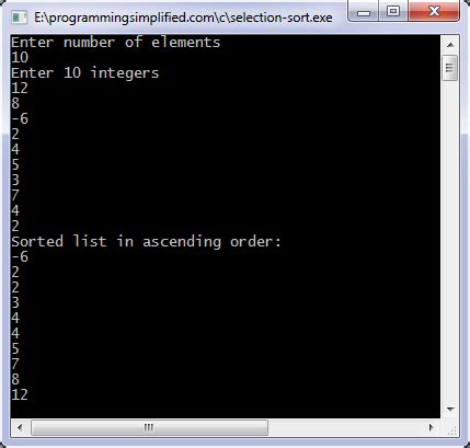 Selection sort in C | Programming Simplified