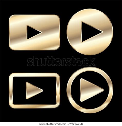 Golden Play Button Icon Vector Stock Vector (Royalty Free) 769276258