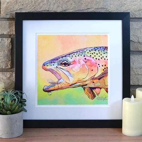 Rainbow Trout Watercolor Painting Fine Art Print, 12 X 12 - Etsy