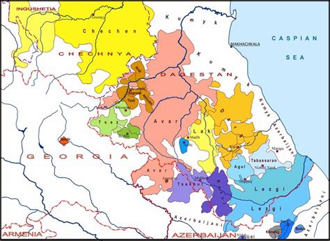 Map of the languages of Dagestan | Historical maps, Map, History