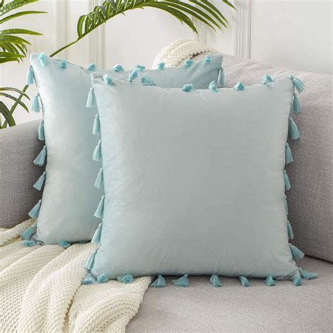 Topfinel Boho Decorative Throw Pillow Covers with Tassels for Couch Bed ...