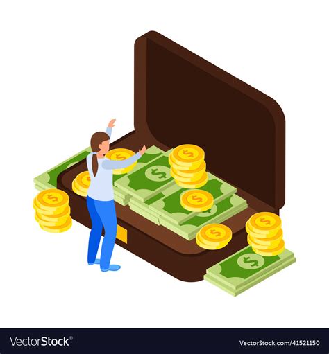 Money case isometric composition Royalty Free Vector Image