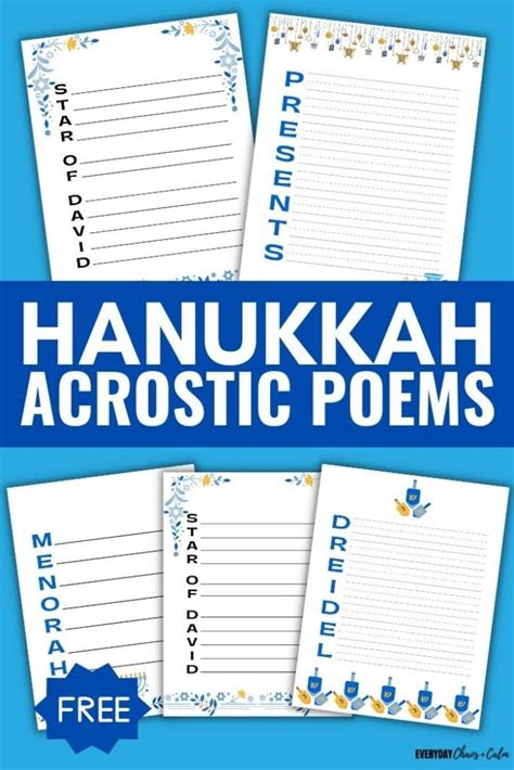 5 Free Hanukkah Acrostic Poems (PDF Download!)