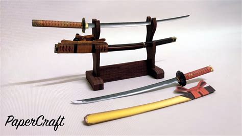 How to make mini Katana Sword PaperCraft. (Japanese Sword 刀) - YouTube