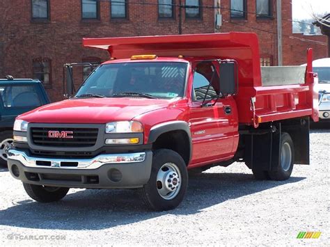 2005 Fire Red GMC Sierra 3500 Regular Cab 4x4 Dually Chassis Dump Truck ...