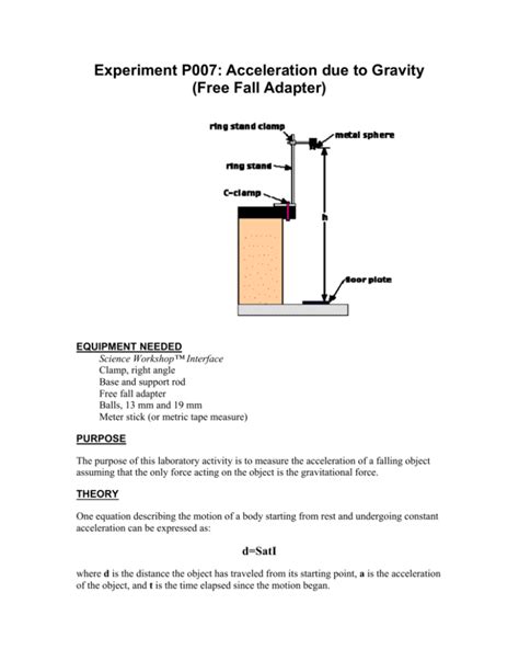 Experiment P007: Acceleration due to Gravity (Free Fall Adapter)