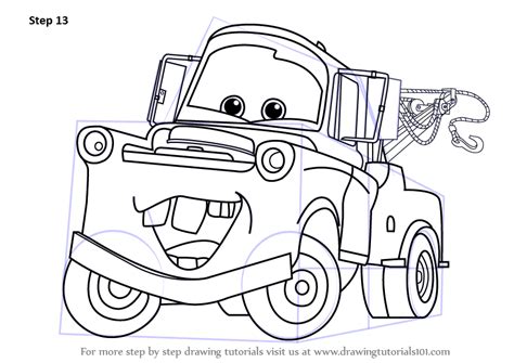 Learn How to Draw Tow Mater from Cars (Cars) Step by Step : Drawing ...