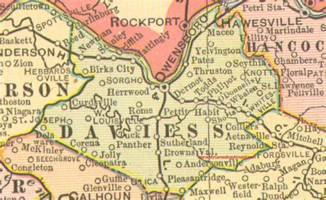 Daviess County, Kentucky 1905 Map Owensboro | Owensboro, Owensboro ...