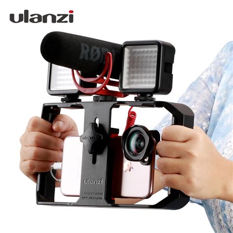 Ulanzi U Rig Pro Smartphone Video Rig Phone Video Stabilizer Grip Tripod Mount with Mic LED ...