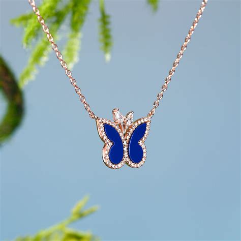 Jeulia Blue Lapis Butterfly Sterling Silver Necklace - Jeulia Jewelry