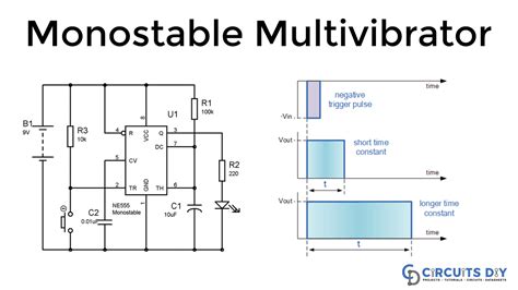 555 Timer Monostable Multivibrator Circuit
