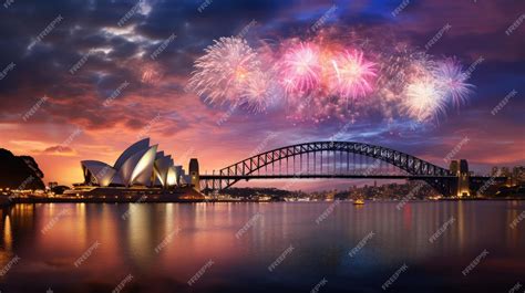 Premium AI Image | Sydney Harbour Bridge Fireworks Opera House Australia