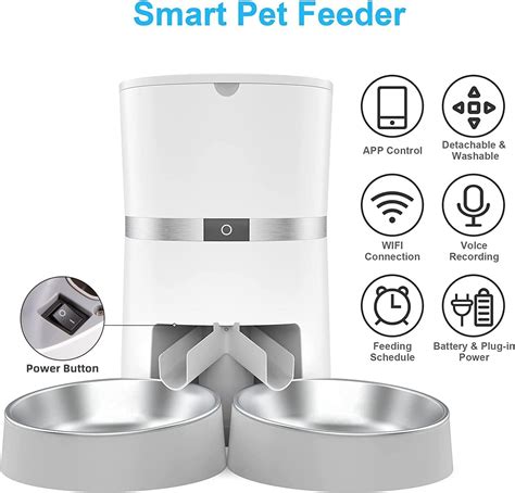 Smart Cat Feeder, WellToBe Automatic Cat Feeder WiFi Enable Pet Dog ...