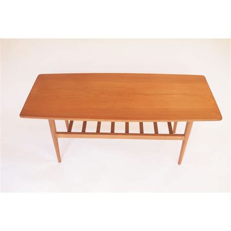 Vintage Scandinavian coffee table with Double tray - 1950s