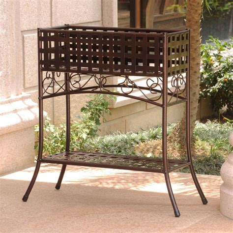 Elevated Wrought Iron Metal Plant Planter Stand in Bronze in 2021 | Iron plant stand, Plant ...
