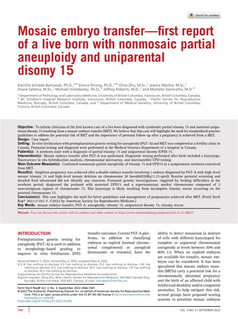 (PDF) Mosaic embryo transfer - first report of a live born with non-mosaic partial aneuploidy ...