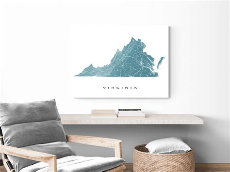 Virginia Map Print, USA Topographic State Wall Art Poster, VA Maps — Maps As Art