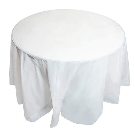 12-Pack White Plastic Tablecloth, Round 84-Inch Disposable Birthday Party Table Cover, Solid ...