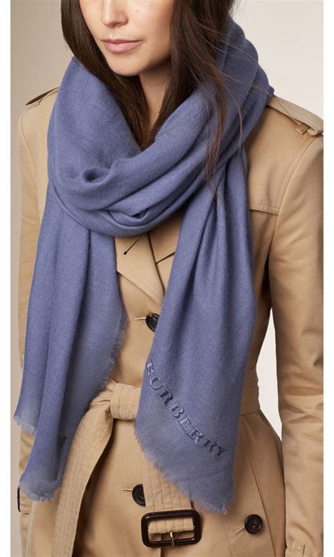 Embroidered Lightweight Cashmere Scarf in Lupin - Women | Burberry ...