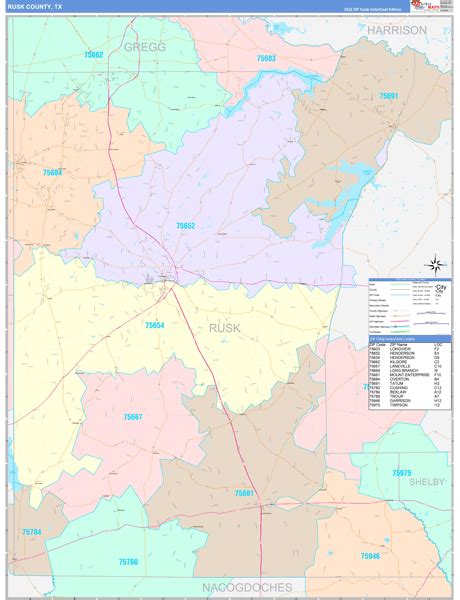 Rusk County, TX Digital Map - Color Cast