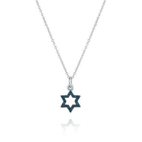 14K Blue Diamond Star of David Necklace | Diamond star, Blue diamond ...