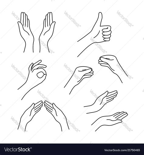 Thin line drawing black hands collection Vector Image